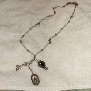 Brighton Chatelane Heart Retired Fluer De Lis Pendant Long Necklace